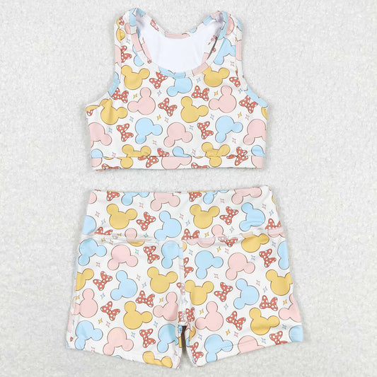 Baby Girls Clothes Cartoon Bows Crop Tops Shorts Sets GSSO0899