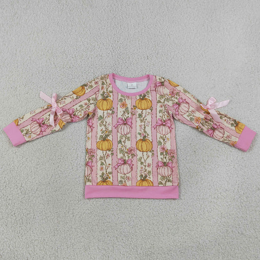 Baby Girls Clothes Long Sleeve Colorful Flowers Pumpkins Stripe Fall T-shirts Top GT1659