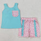 Baby Girls Clothes Green Pocket Bow Vest Ruffle Shorts Sets GSSO1784