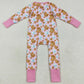 Baby Girls Rompers Pink Christmas Milk Cookies Zipper Footie Rompers LR2398 7.19