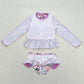 Baby Girls Swmsuits Summer Long Sleeve Purple Top Bummie Swimsuits S0292