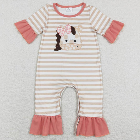 Cow Embroidery Infant Baby Girls Rompers SR0674