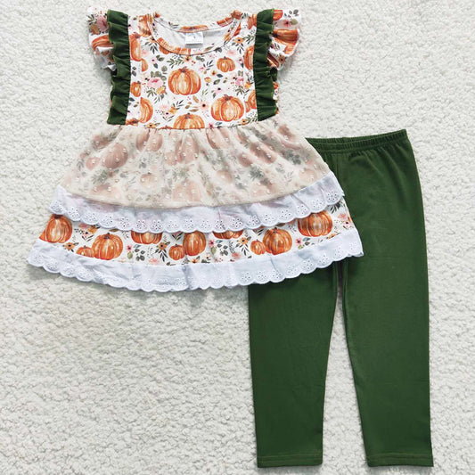 New Fashion Girls Clothing Pumpkin Halloween Kids Outfits GSPO0810