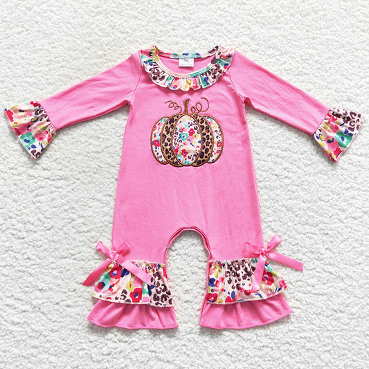 Halloween Girls Clothing Colorful Pumpkin Embroidery Boutique Kids Outfits GLP0626