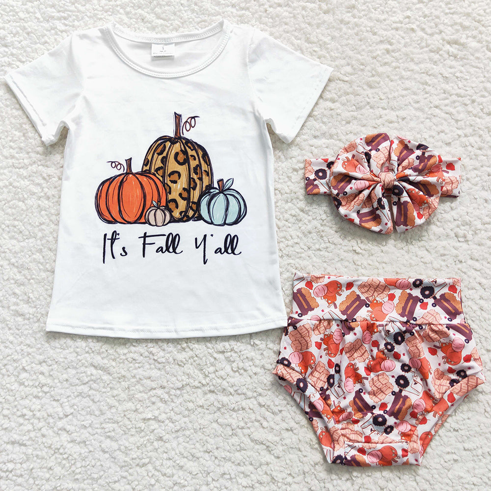 Boutique Infant Baby Girls Clothes Bummies It`s Fall Y`all Set GBO0182