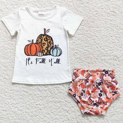 Boutique Infant Baby Girls Clothes Bummies It`s Fall Y`all Set GBO0182