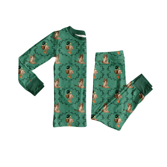 Preorder(moq 5) Baby Boys Mallard Ducks Green Hunting Top Pants Lounge Wear Pajamas Sets 8.8