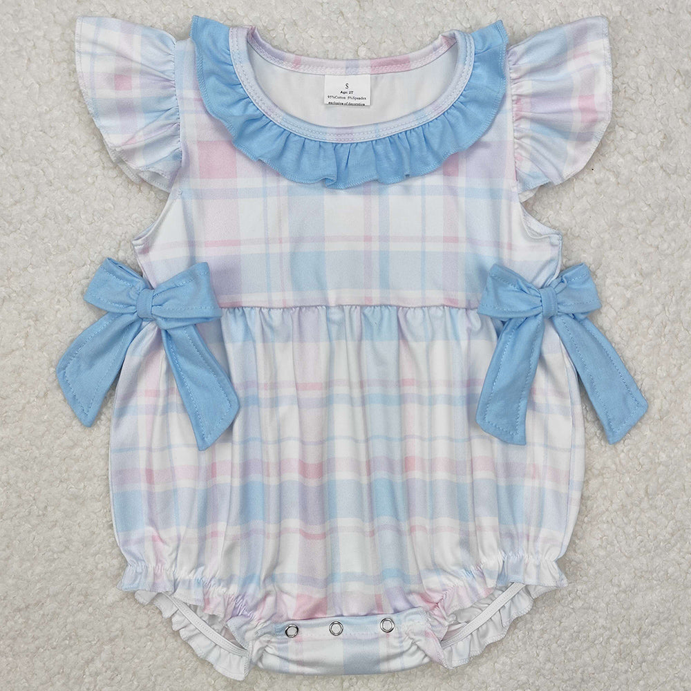 Baby Infant Girls Rompers Colorful Checkered Bows Rompers SR2139