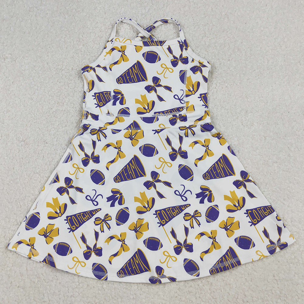 Baby Girls Dress Strap Go Team Bows Plaid Shorts Yoga Active Knee Length Dresses GSD2781 10.1