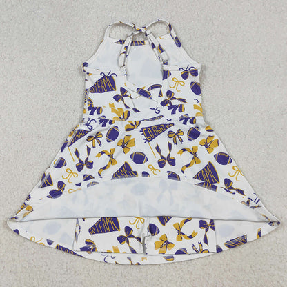 Baby Girls Dress Strap Go Team Bows Plaid Shorts Yoga Active Knee Length Dresses GSD2781 10.1