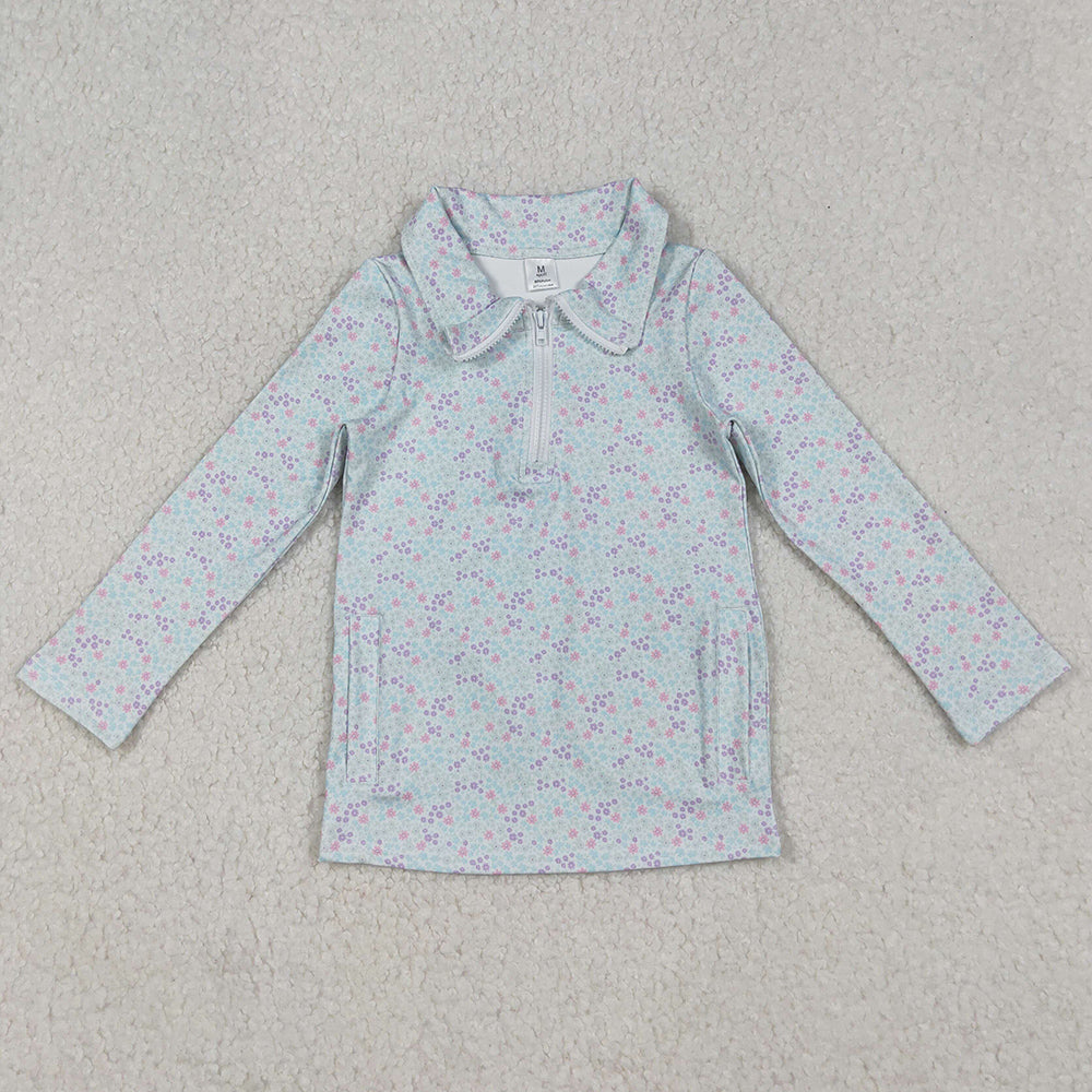 Baby Girls Clothes Small Floral Zipper Pockets Yoga Active Pullovers Top GT1182 10.1