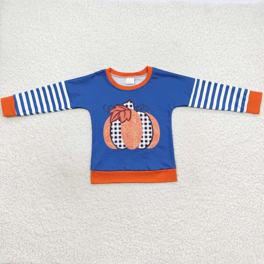 Boutique Kids T-shirt Pumpkin Embroidery Halloween Boys Clothes Top BT0243