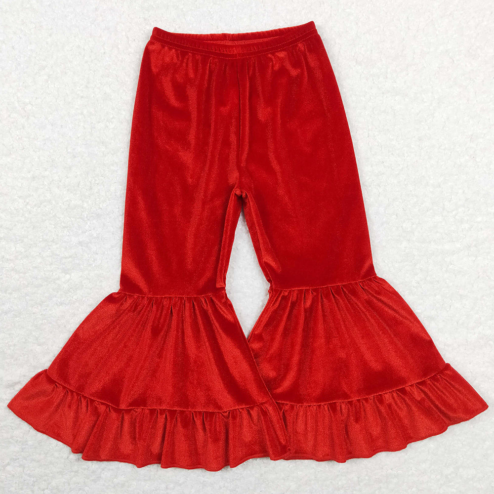 Red Girls Velvet Pants P0417