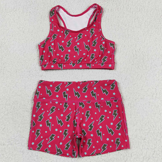 Baby Girls Clothes Pink Leopard Flash Crop Tops Shorts Clothes Sets GSSO0903