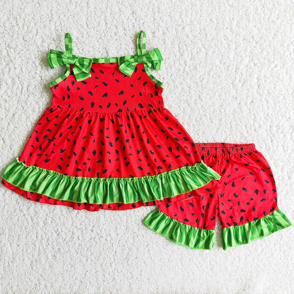 Wholesale Baby Girls Clothes Watermelon Summer Cute Girls Clothing Boutique Children Clothes Set D7-30