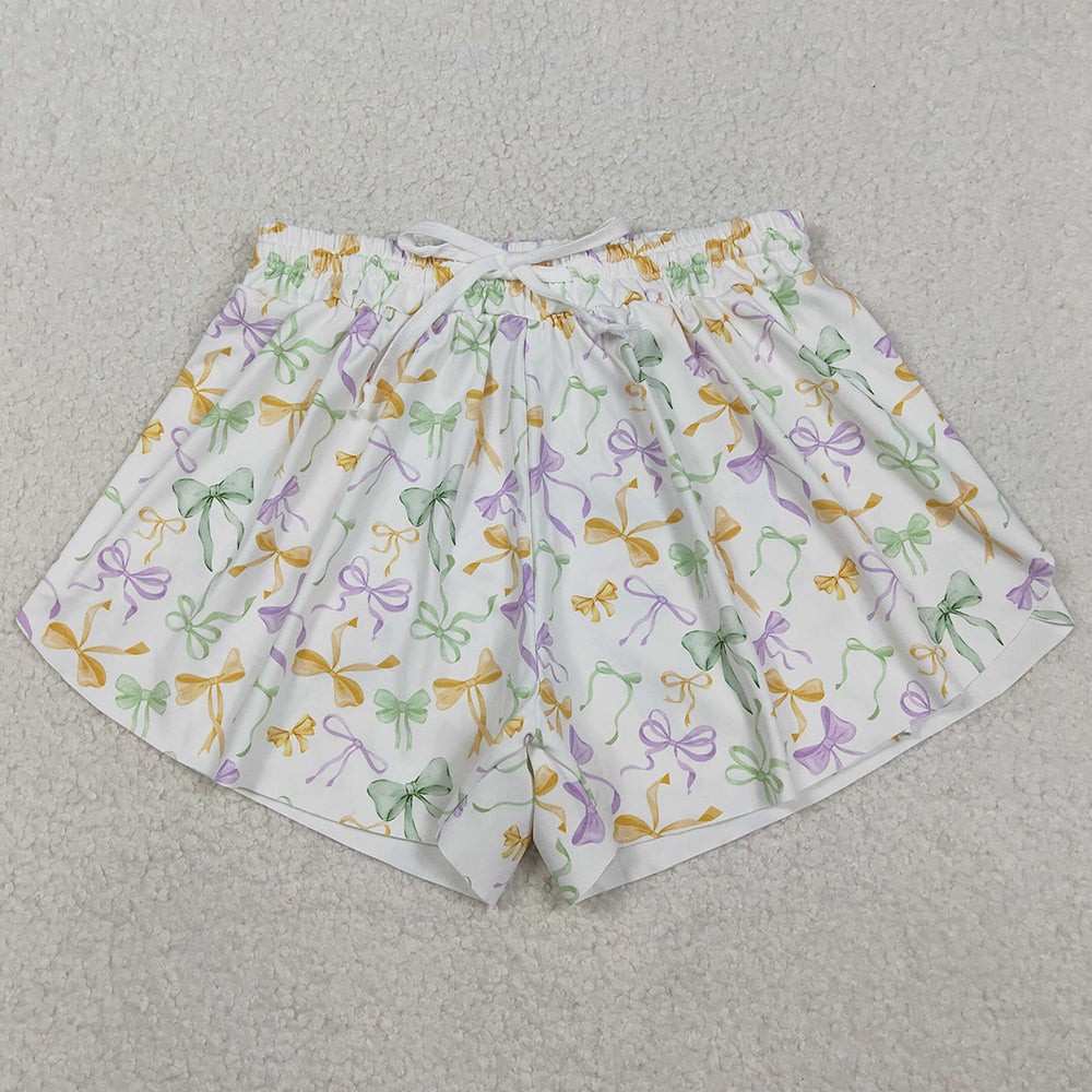 Adult Women Shorts Mardi Gras Bows Ruffle Yoga Shorts Bottoms SS0679 11.6