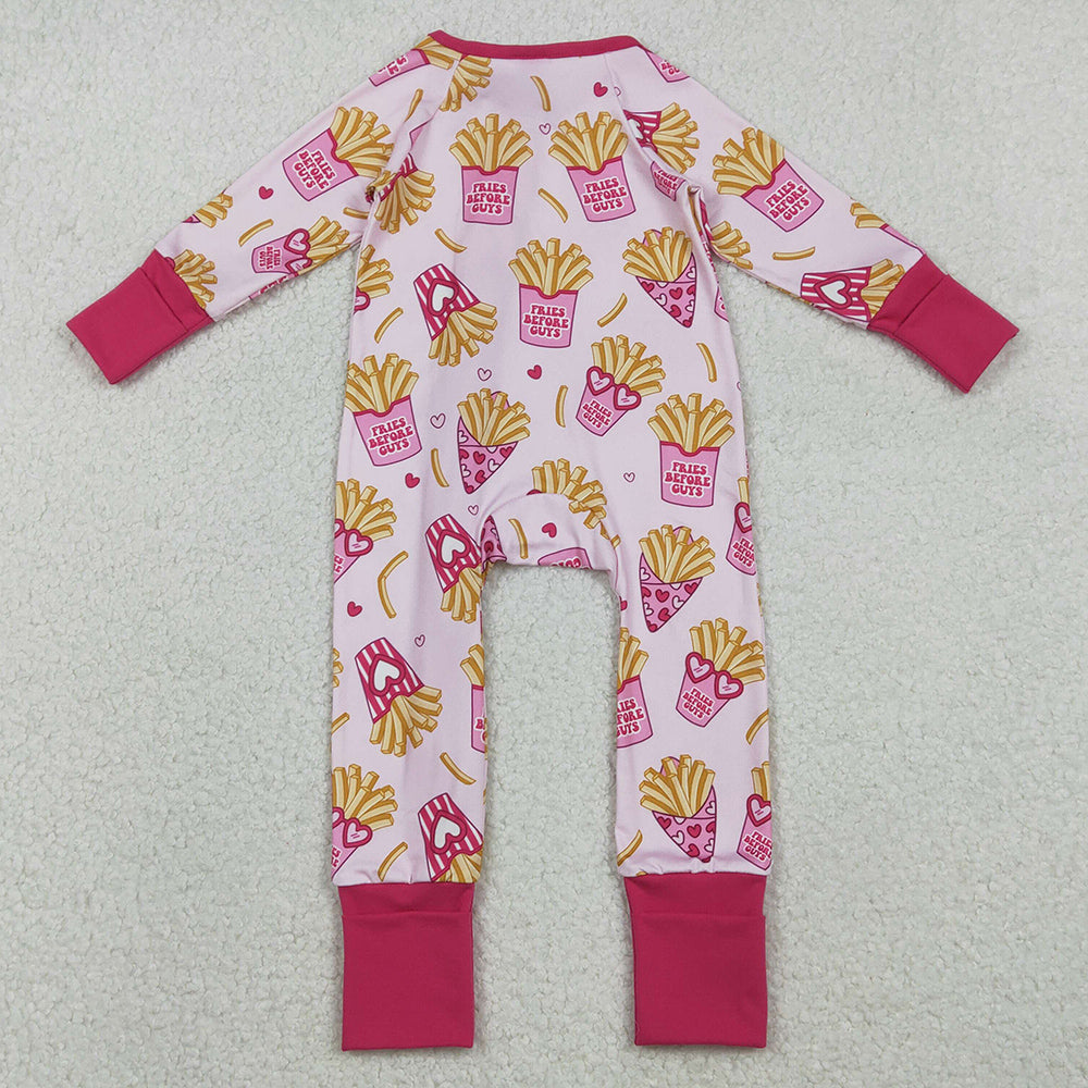 Baby Girls Rompers Hearts Chips Valentines Two Way Zip Convertible Rompers LR2843 12.5