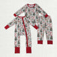 Sibling Baby Boys Christmas Trees Soldiers Gifts Top Pants Pajamas Sets Zipper Footie Rompers BLP1206 11.5
