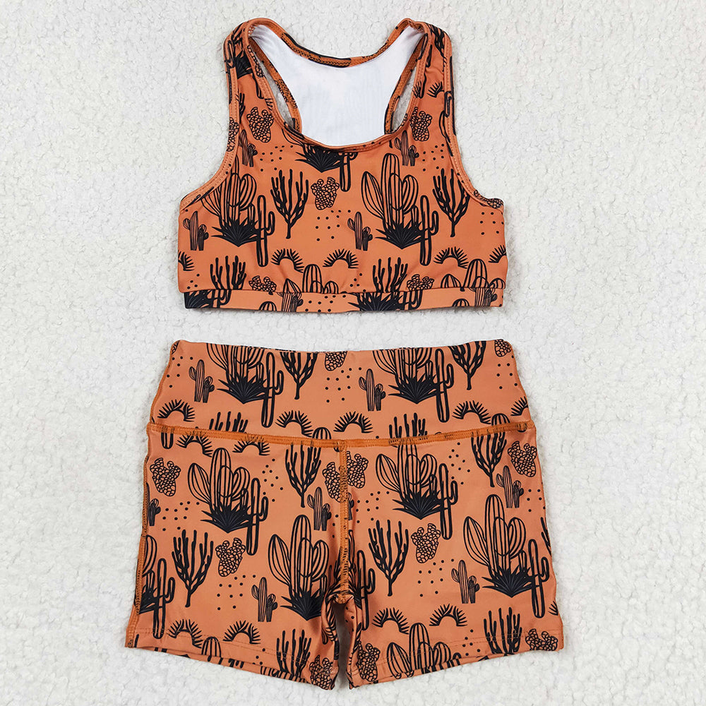 Baby Girls Clothes Cactus Brown Crop Tops Shorts Sets GSSO0902