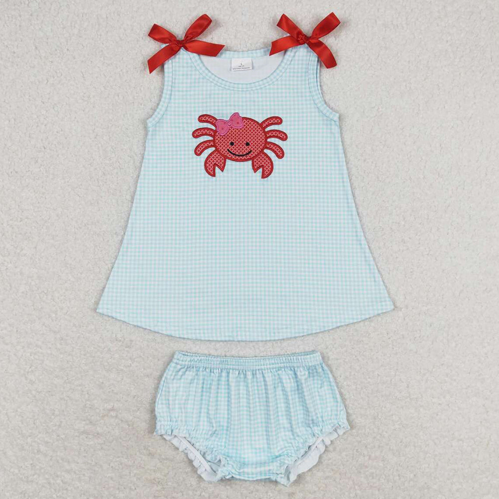 Baby Girls Clothes Crab Blue Tunic Top Bummies Clothes Sets GBO0267