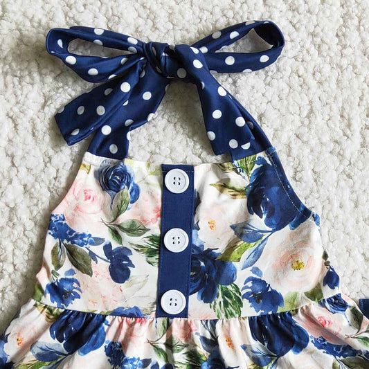 Hot Sale Baby Girls Clothes Flower Printed Summer Girls Clothing Short Sleeve Set D7-19