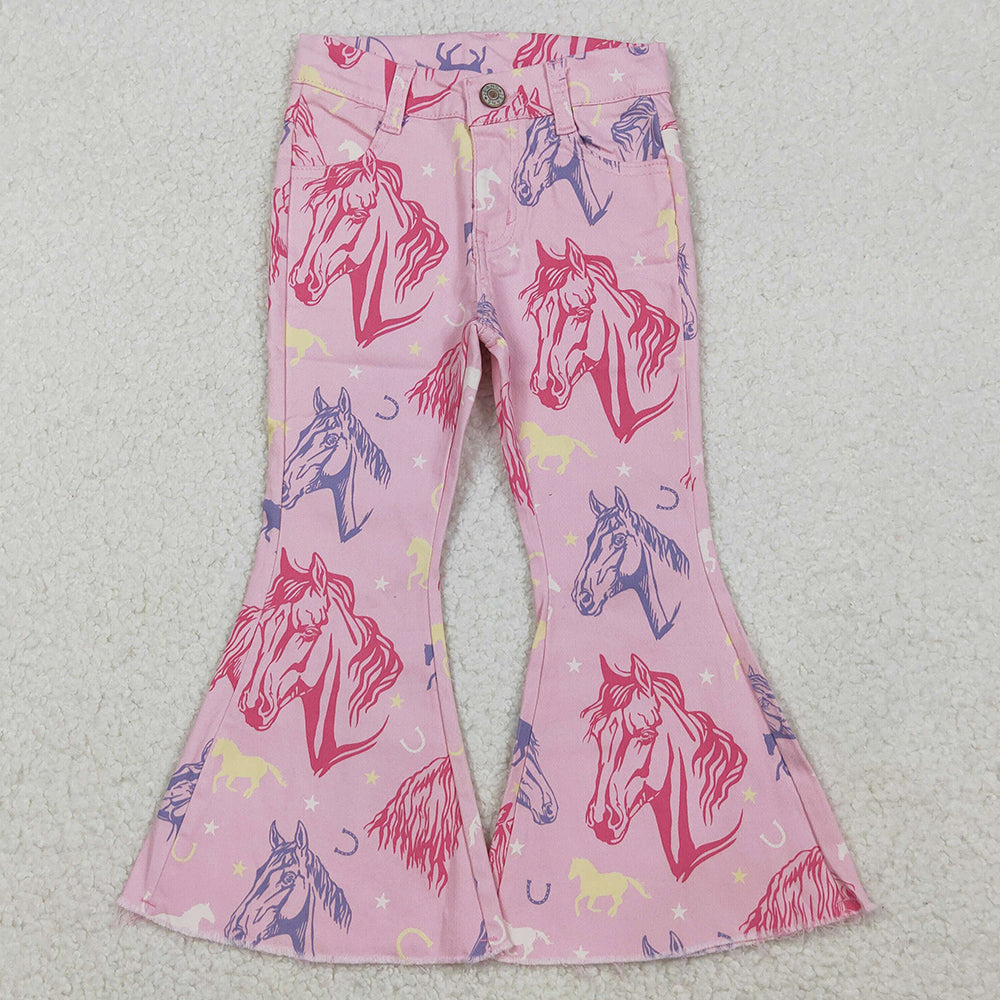 Baby Girls Jeans Pink Western Horse Denim Pants Jeans P0431 10.3