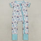 Baby Infant Girls Rompers Blue Short Sleeves Bows Pumpkins Zipper Rompers SR3109 8.13