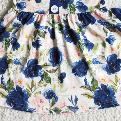 Hot Sale Baby Girls Clothes Flower Printed Summer Girls Clothing Short Sleeve Set D7-19