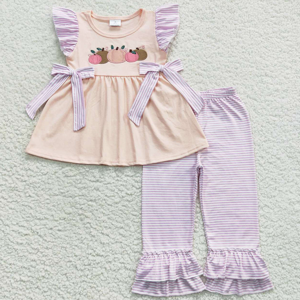 Halloween Baby Girl Clothes Pumpkin Embroidery Boutique Outfits GSPO0783