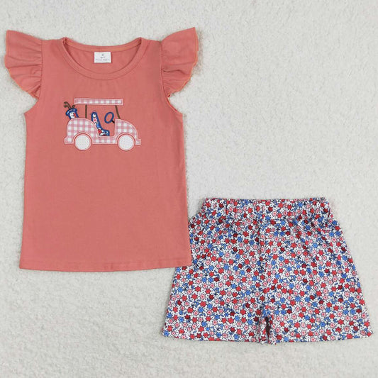 Baby Girls Clothes Golf Flutter Sleeve Tee Shirt Top Shorts Sets GSSO0669