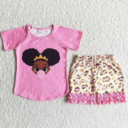 Boutique Baby Girls Clothes Toddler Outfits Short Sleeve Summer Girls Clothing Set D7-12