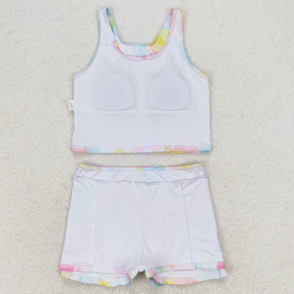 Baby Girls Swimsuits Summer Colorful Tie Dye Top Skirts Active Wear Clothes Sets GSD0991