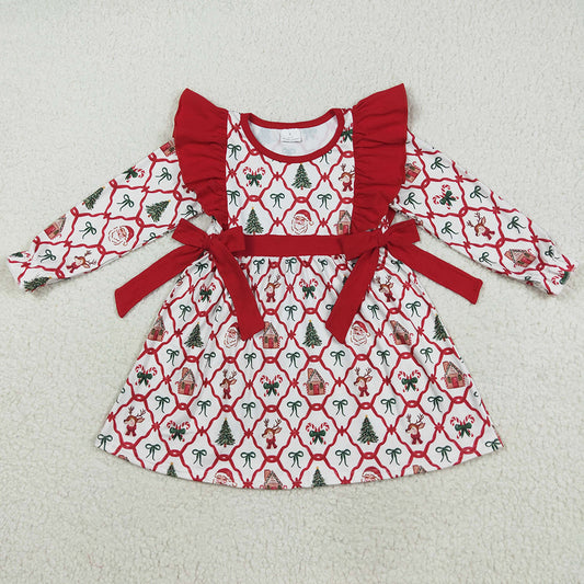 Baby Girls Dress Christmas Deers Bows Trees Knee Length Dresses GLD1158 8.5
