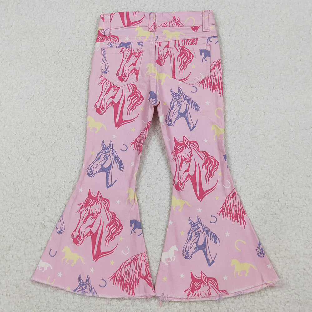 Baby Girls Jeans Pink Western Horse Denim Pants Jeans P0431 10.3