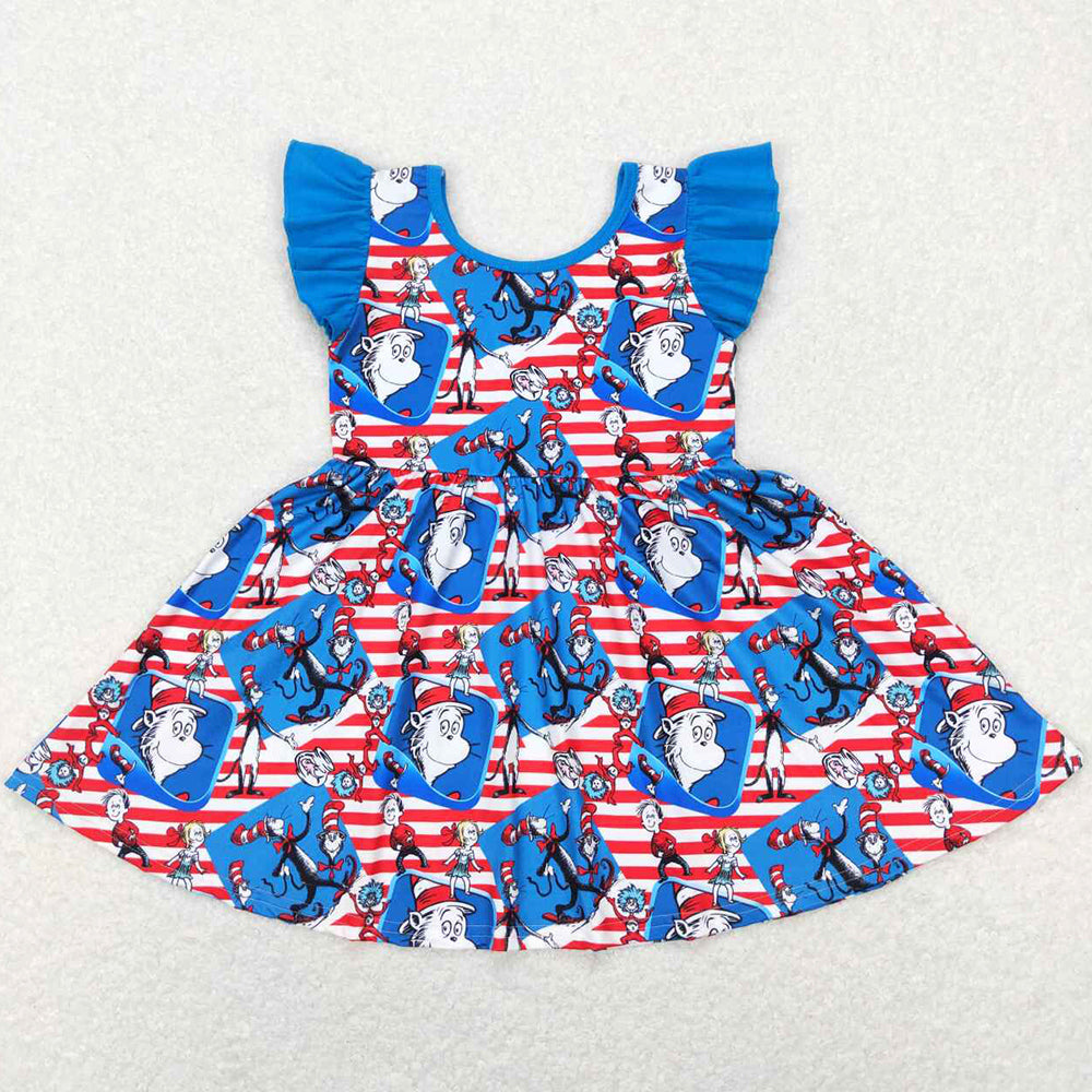 Baby Girls Dress Cartoon Flutter Sleeve Knee Length Dresses GSD0567