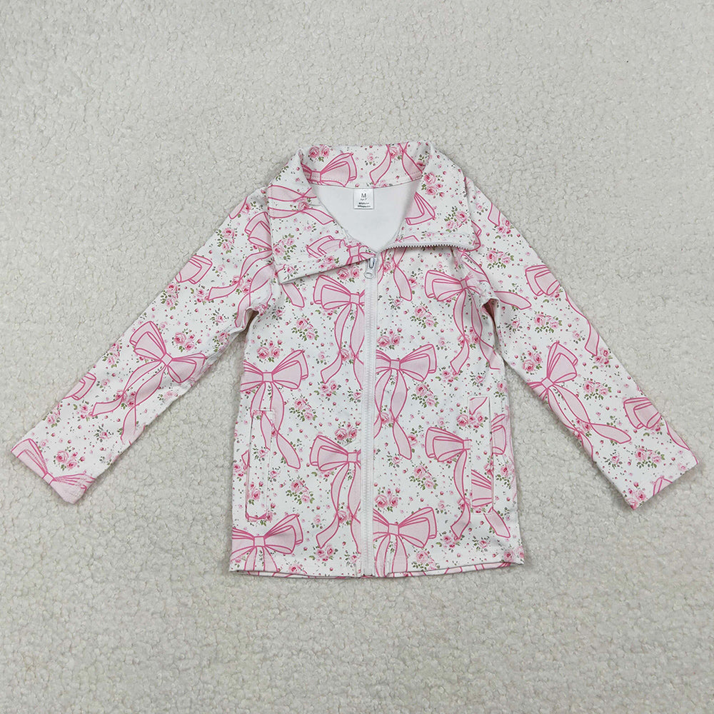 Baby Girls Clothes Tops Pink Floral Bows Plaid Zipper Pockets Yoga Active Jackets Top GT1082 11.1