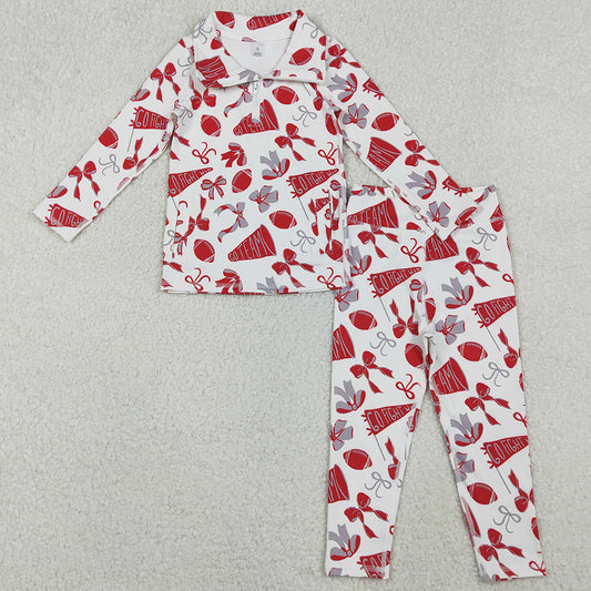 Baby Girls Clothes Red Bows Footballs Go Teams Pullovers Leggings Yoga Active Clothes Set GLP2860 11.1