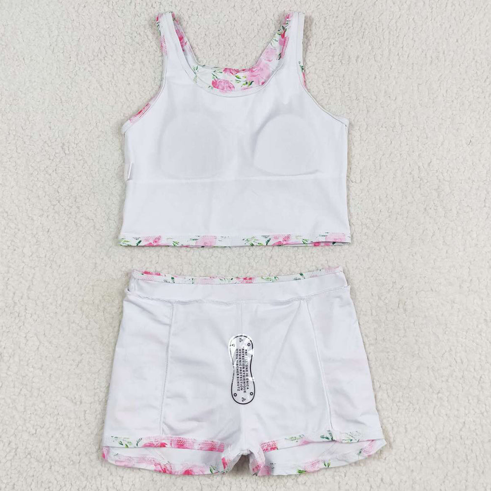 Baby Girls Swimwear Summer Pink Flowers Top Skirts Swimsuits Sets GSD0994