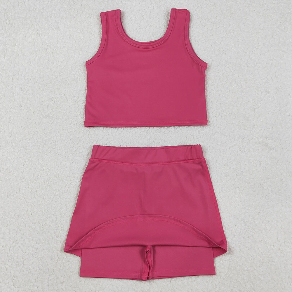 Baby Girls Clothes Pink Vest Top Skirts Shorts Bottom Yoga Active Clothes Set GSD2657 11.6