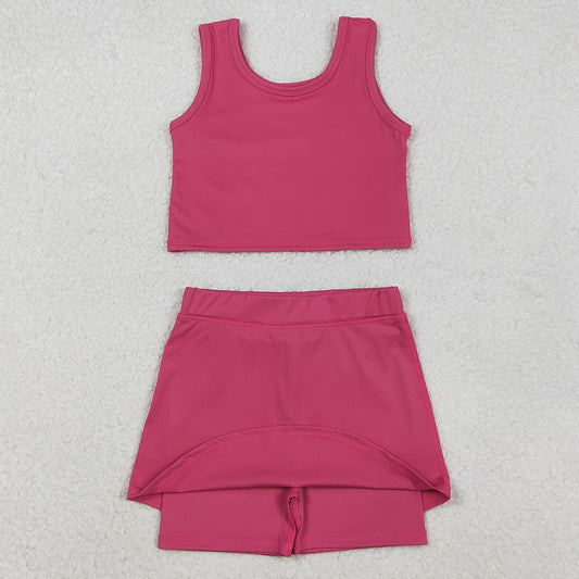 Baby Girls Clothes Pink Vest Top Skirts Shorts Bottom Yoga Active Clothes Set GSD2657 11.6