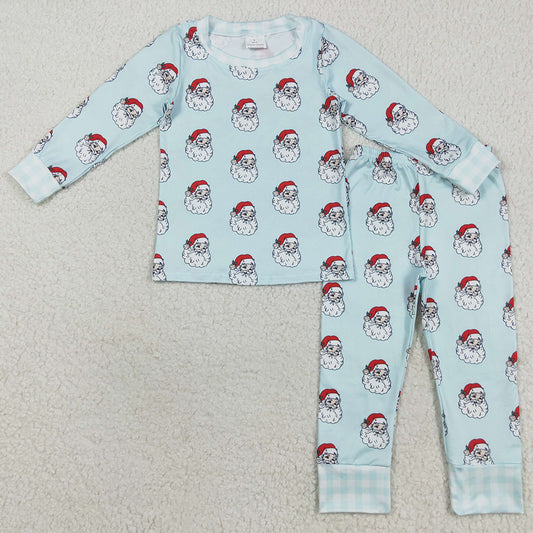 Baby Boys Pajamas Blue Christmas Santa Claus Tops Pants Pajamas Sets BLP1090 8.5