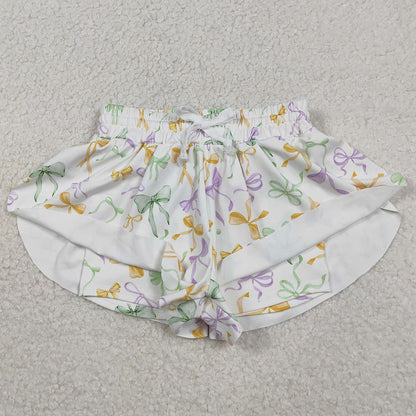 Baby Girls Shorts Mardi Gras Bows Yoga Active Shorts Bottoms SS0682 11.6