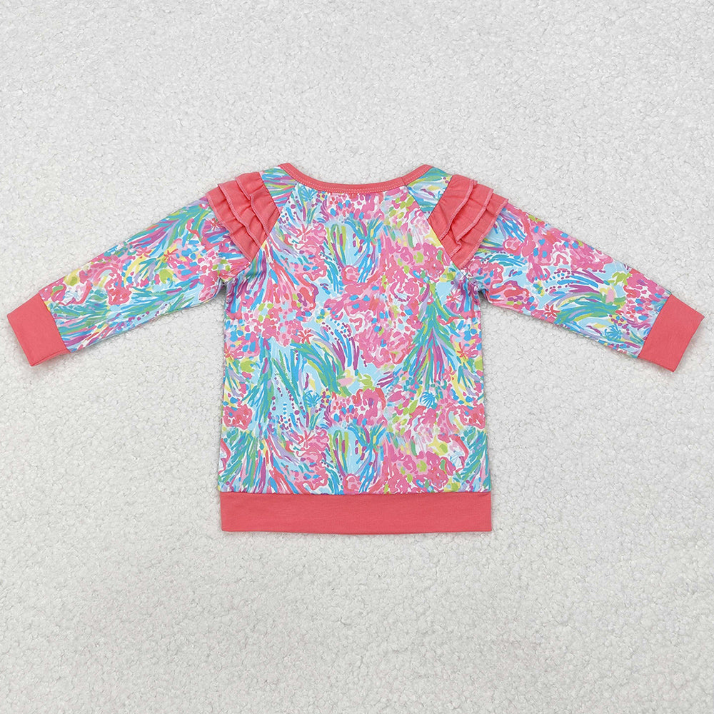 Baby Girls Clothes Pink Seaweed Long Sleeve Tee Shirts Tops GT0766