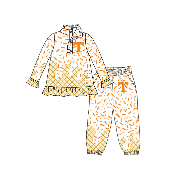 preorder(moq 5) Baby girls Tennessee Team long Sleeve Tee Shirt pants Clothes Sets 6.12