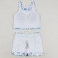 Baby Girls Swimsuits Summer Blue Flowers Top Skirts Active Wear Clothes Sets GSD0995