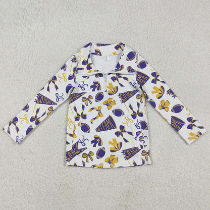 Baby Girls Clothes Purple Yellow Bows Footballs Pullovers Leggings Yoga Active Clothes Sets GLP2762 11.6