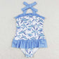 Baby Girls Swimsuits One Piece Ruffle Halter Turtles Swimsuits S0430