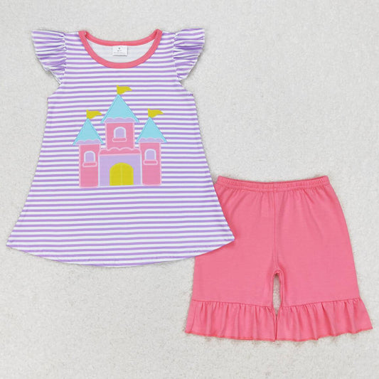 Baby Girls Clothes School House Tunic Top Ruffle Shorts Clothes Sets GSSO0775