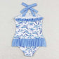 Baby Girls Swimsuits One Piece Ruffle Halter Turtles Swimsuits S0430