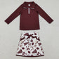 Baby Girls Clothes Dark Red Pullovers Bow Football Pockets Skirt Shorts Go Team Yoga Active Clothes Set GLD1384 12.5